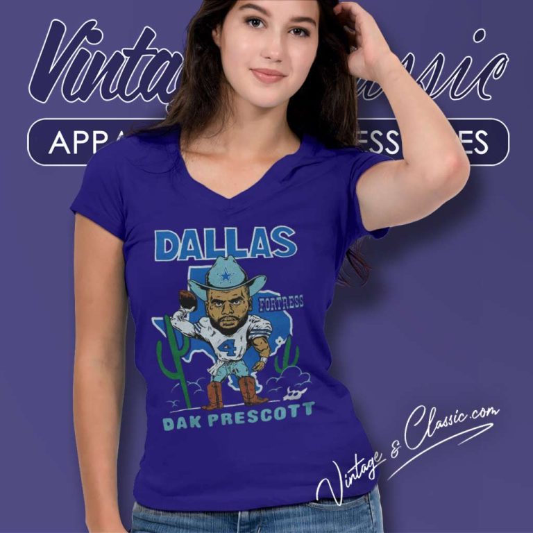 Dallas Cowboys Fortress Dak Prescott Nfl Qb V Neck TShirt Dallas Cowboys Fortress Dak Prescott Nfl Qb V Neck TShirt