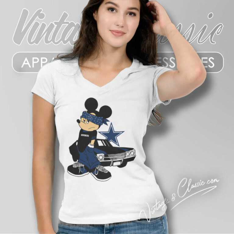 Dallas Cowboys Gangster Mickey V Neck TShirt Dallas Cowboys Gangster Mickey V Neck TShirt