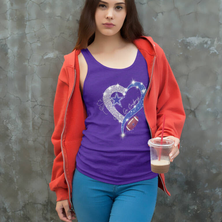 Dallas Cowboys Girls Love Football Tank Top Racerback Dallas Cowboys Girls Love Football Tank Top Racerback