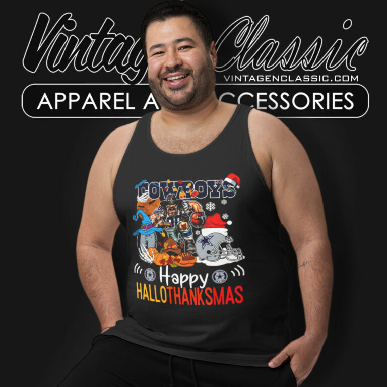 Dallas Cowboys Happy Hallothanksmas Tank Top Racerback Dallas Cowboys Happy Hallothanksmas Tank Top Racerback