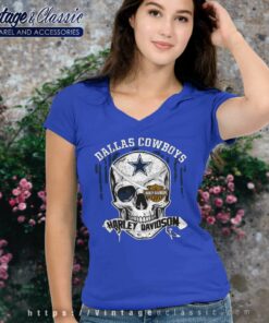 Dallas Cowboys Harley Davidson Skull V Neck TShirt