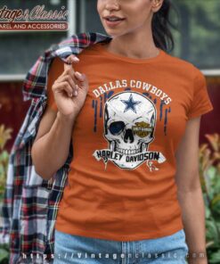 Dallas Cowboys Harley Davidson Skull Women TShirt