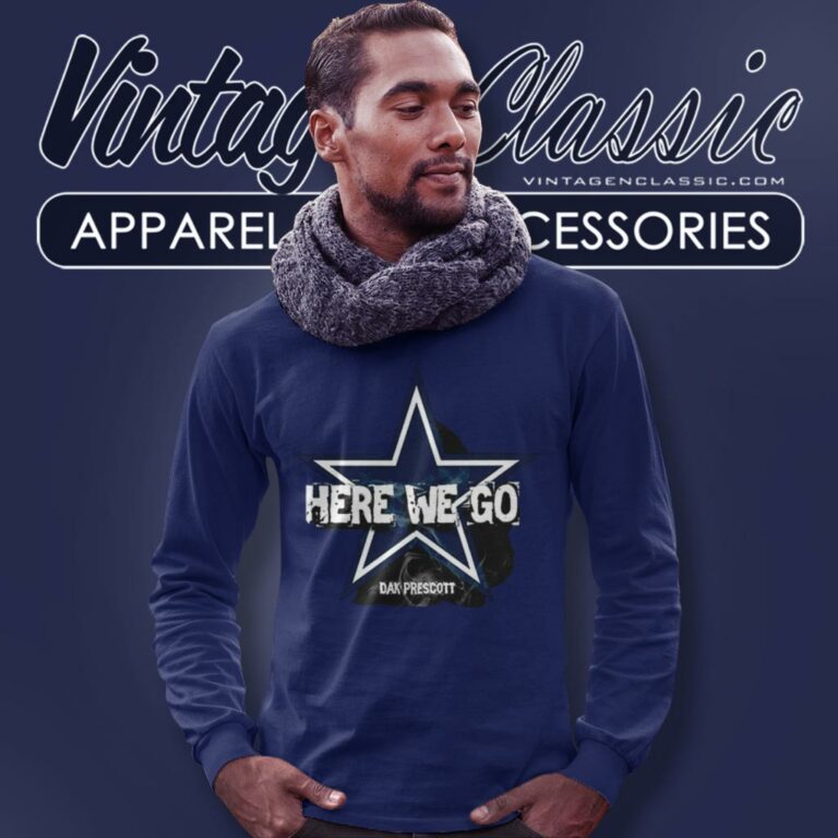 Dallas Cowboys Here We Go Dak Prescott Long Sleeve Tee Dallas Cowboys Here We Go Dak Prescott Long Sleeve Tee