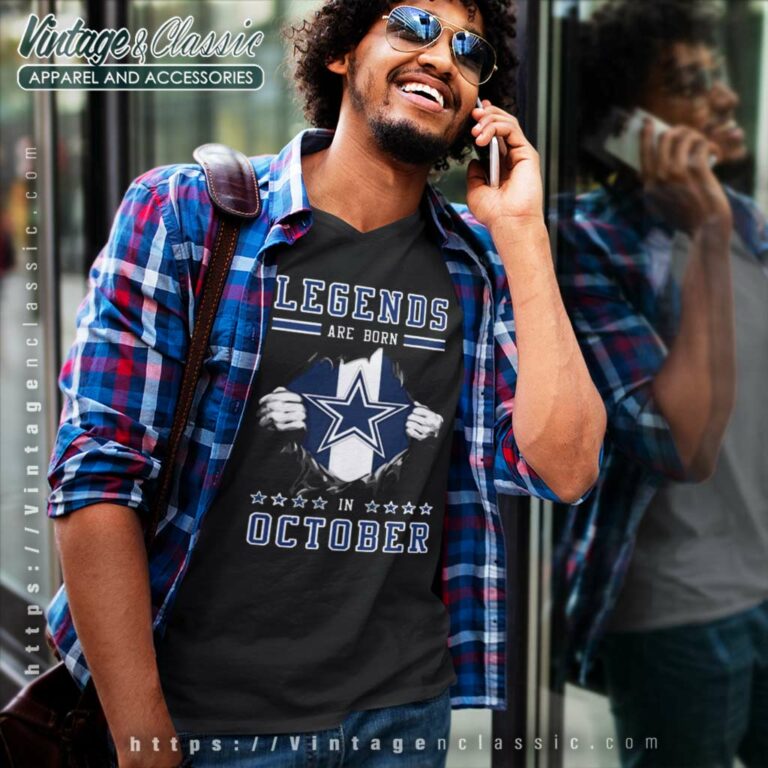 Dallas Cowboys Legends Are Born In October V Neck TShirt Dallas Cowboys Legends Are Born In October V Neck TShirt