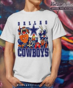 Dallas Cowboys Looney Tunes Football White Mens T Shirt
