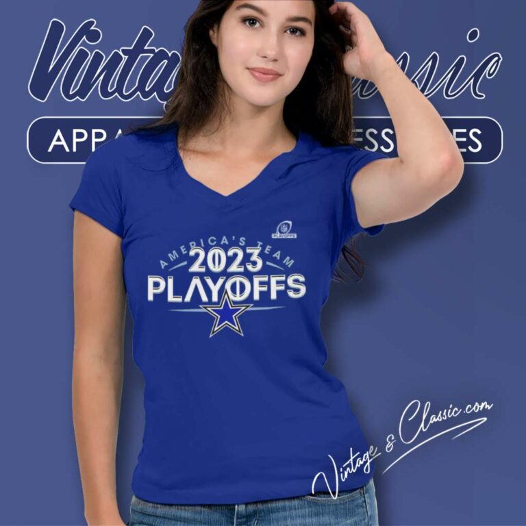 Dallas Cowboys Nfl 2023 Playoffs V Neck TShirt Dallas Cowboys Nfl 2023 Playoffs V Neck TShirt
