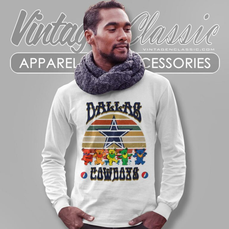 Dallas Cowboys Nfl Grateful Dancing Bears Retro Long Sleeve Tee Dallas Cowboys Nfl Grateful Dancing Bears Retro Long Sleeve Tee