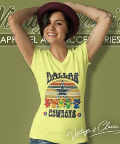 Dallas Cowboys Nfl Grateful Dancing Bears Retro V Neck TShirt