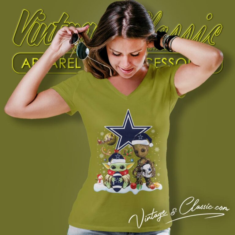 Dallas Cowboys Shirt Baby Yoda And Groot Santa Christmas V Neck TShirt Dallas Cowboys Shirt Baby Yoda And Groot Santa Christmas V Neck TShirt