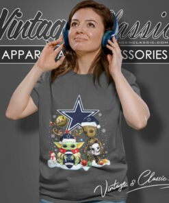 Dallas Cowboys Shirt Baby Yoda And Groot Santa Christmas 6 Dallas Cowboys Shirt Baby Yoda And Groot Santa Christmas Women T Shirt