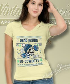 Dallas Cowboys Shirt Skull Dead Inside But Go Cowboys V Neck TShirt
