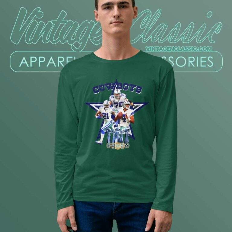 Dallas Cowboys Zack Martin Dak Prescott And Ezekiel Elliott Long Sleeve Tee Dallas Cowboys Zack Martin Dak Prescott And Ezekiel Elliott Long Sleeve Tee