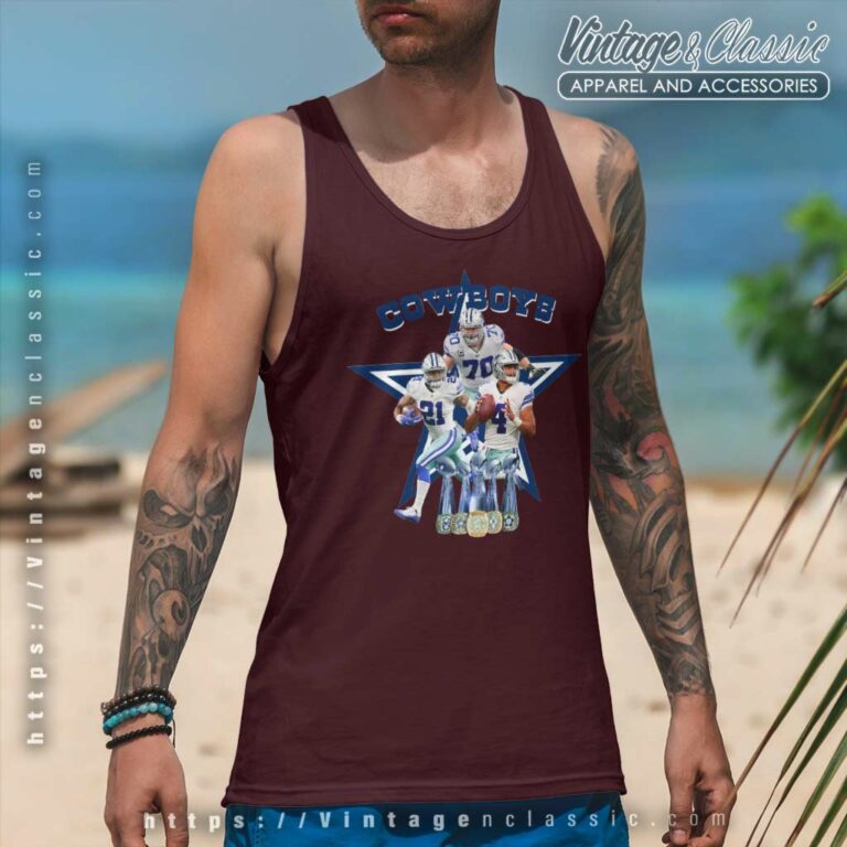 Dallas Cowboys Zack Martin Dak Prescott And Ezekiel Elliott Tank Top Racerback Dallas Cowboys Zack Martin Dak Prescott And Ezekiel Elliott Tank Top Racerback