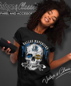 Dallas Mavericks Harley Davidson Skull Women T Shirt