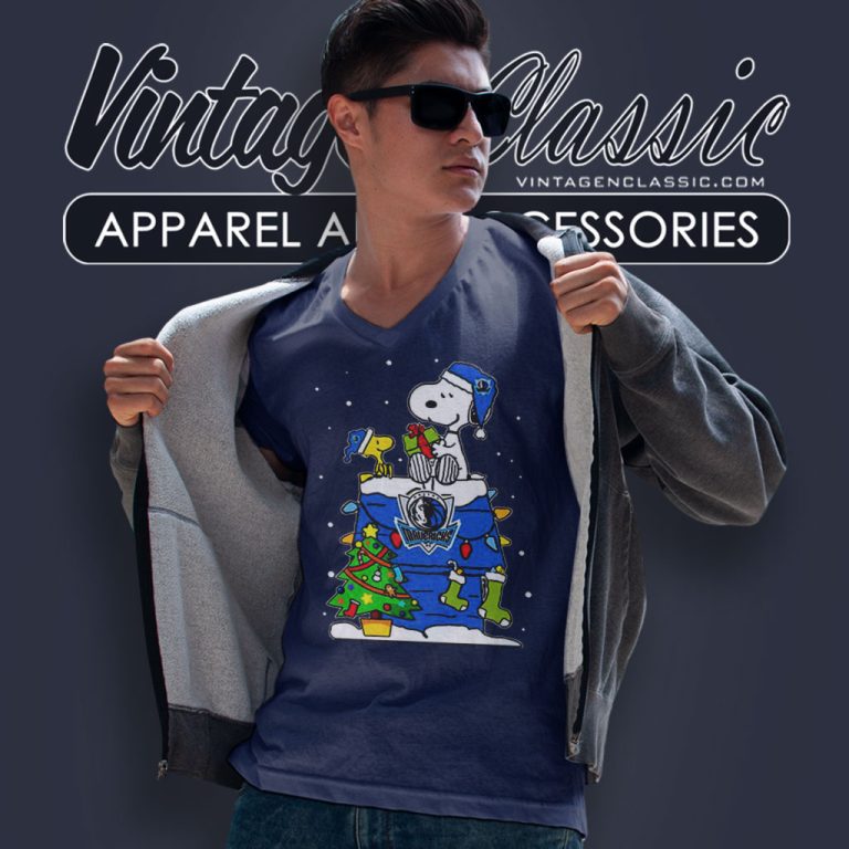 Dallas Mavericks Santa Snoopy And Woodstock Christmas V Neck TShirt Dallas Mavericks Santa Snoopy And Woodstock Christmas V Neck TShirt