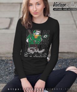 Dallas Stars Donald Duck Hockey Shirt Long Sleeve Tee