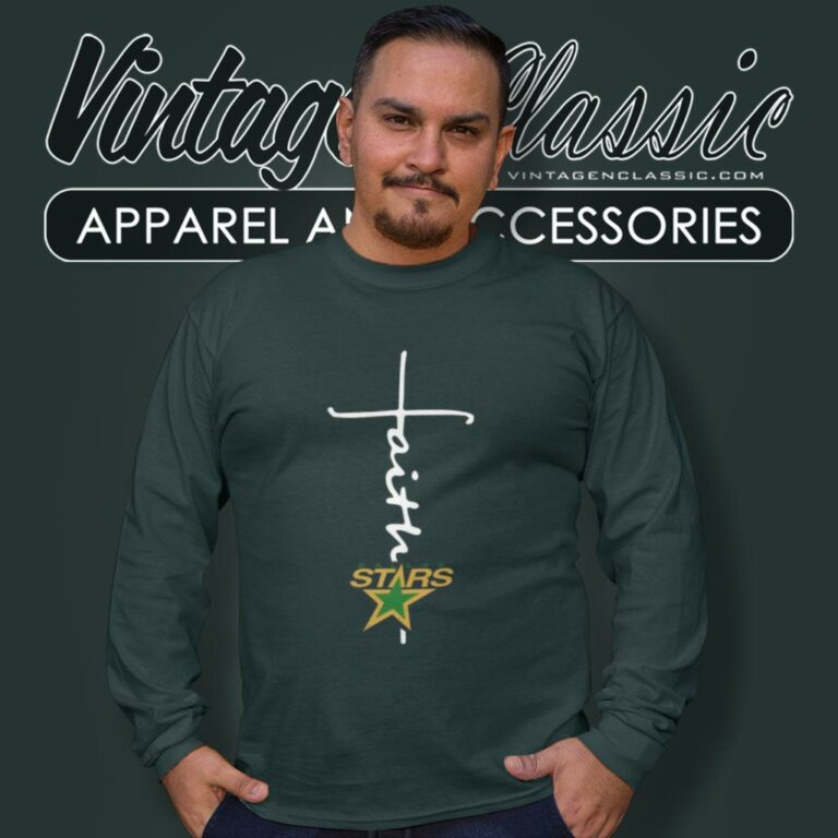 Dallas Stars Hockey Faith Cross Christian Long Sleeve Tee Dallas Stars Hockey Faith Cross Christian Long Sleeve Tee