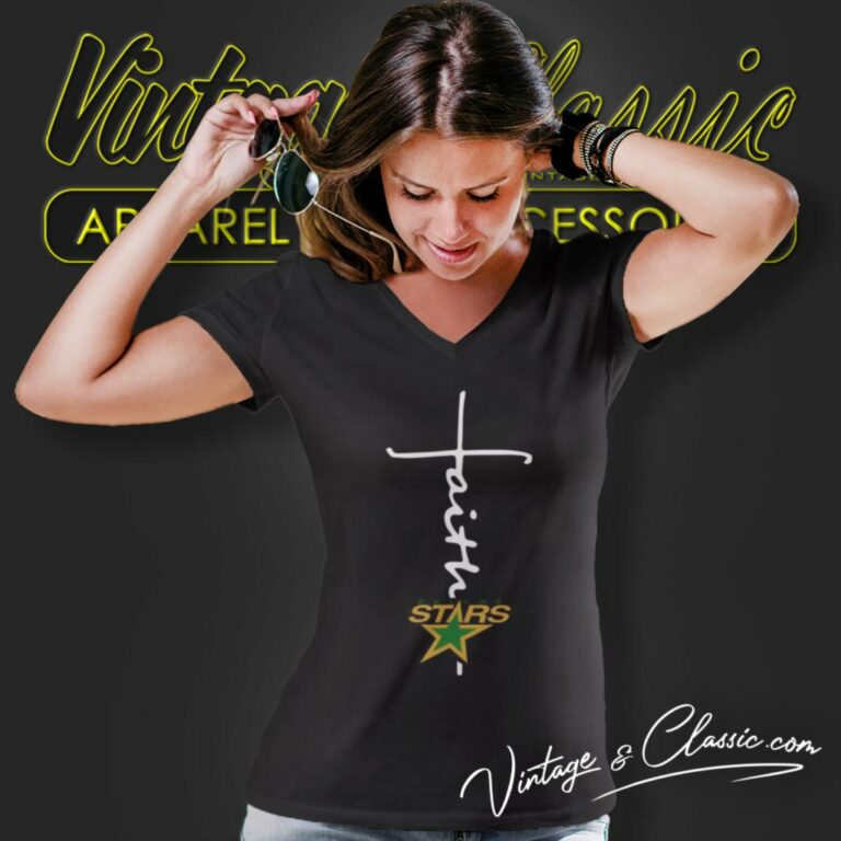 Dallas Stars Hockey Faith Cross Christian V Neck TShirt Dallas Stars Hockey Faith Cross Christian V Neck TShirt