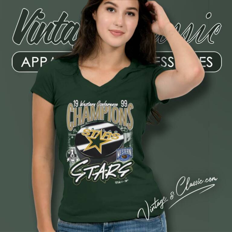 Dallas Stars Hockey Western Conference Champions 1999 V Neck TShirt Dallas Stars Hockey Western Conference Champions 1999 V Neck TShirt