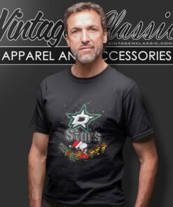 Dallas Stars Nhl Santa Snoopy And Woodstock Christmas T Shirt