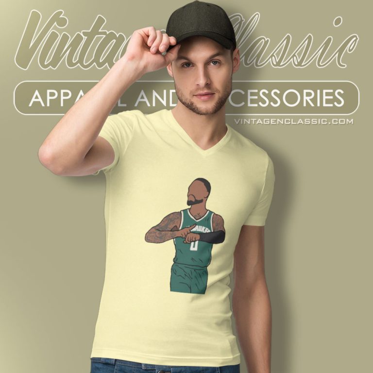 Damian Lillard Celebration Milwaukee V Neck TShirt Damian Lillard Celebration Milwaukee V Neck TShirt
