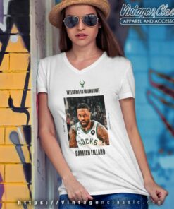 Damian Lillard Welcome To Bucks Shirt Nba 75th Anniversary Team V Neck TShirt