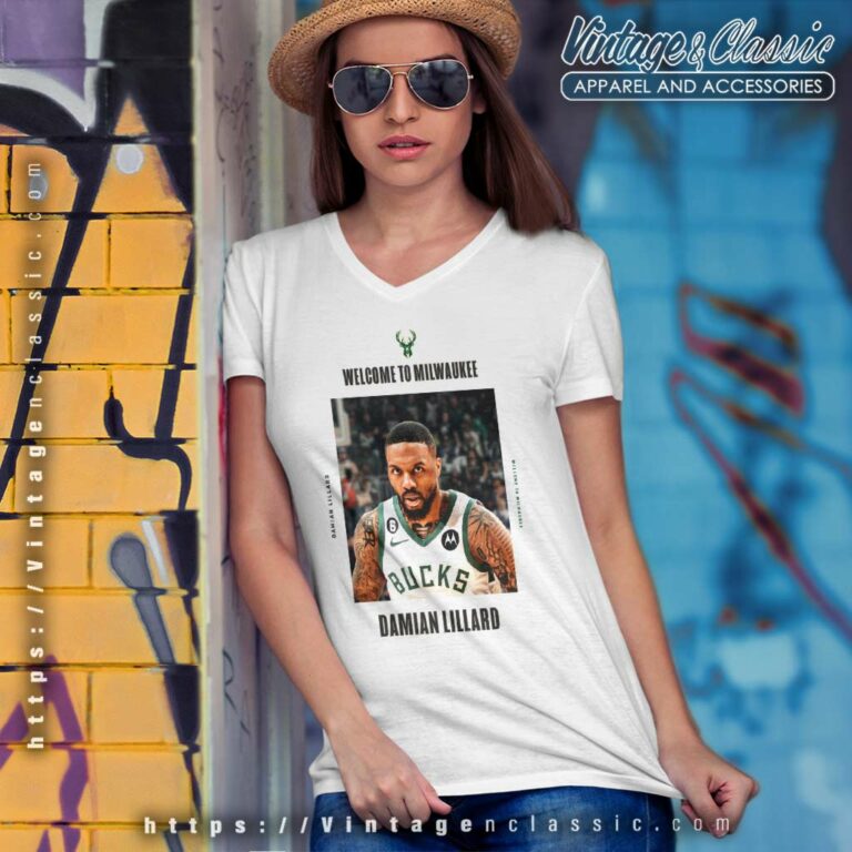 Damian Lillard Welcome To Bucks Shirt Nba 75th Anniversary Team V Neck TShirt Damian Lillard Welcome To Bucks Shirt Nba 75th Anniversary Team V Neck TShirt