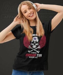Damn Right I Am A New York Giants Win Or Lose Skull Nfl Women TShirt