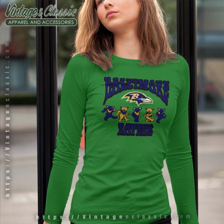 Dancing Bears Grateful Dead Baltimore Ravens Long Sleeve Tee Dancing Bears Grateful Dead Baltimore Ravens Long Sleeve Tee