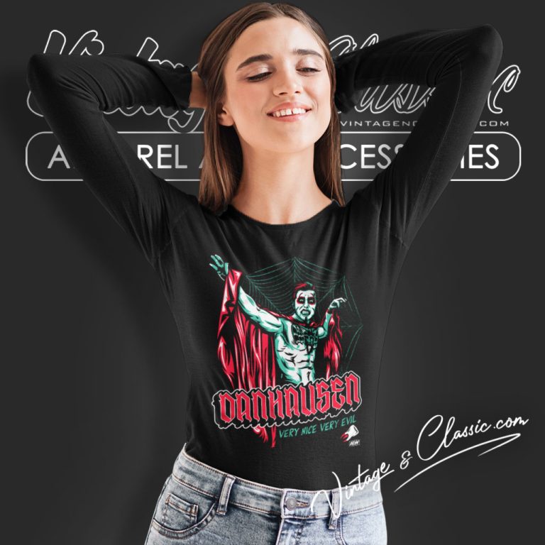 Danhausen Very Nice Very Evil Aew Long Sleeve Tee Danhausen Very Nice Very Evil Aew Long Sleeve Tee