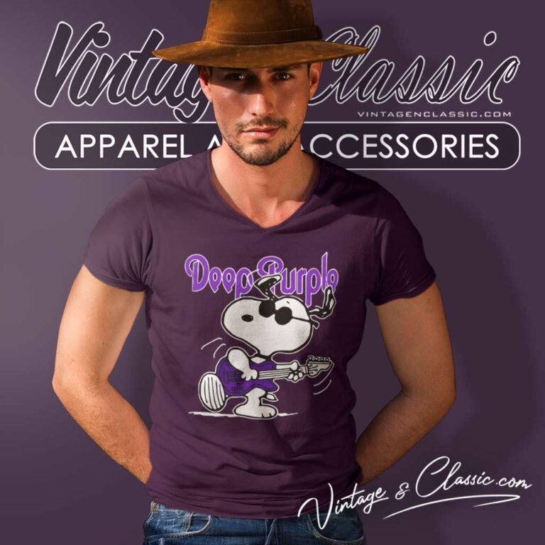 Dark Purple Snoopy Play Guitar V Neck TShirt 2 Dark Purple Snoopy Play Guitar V Neck TShirt 2
