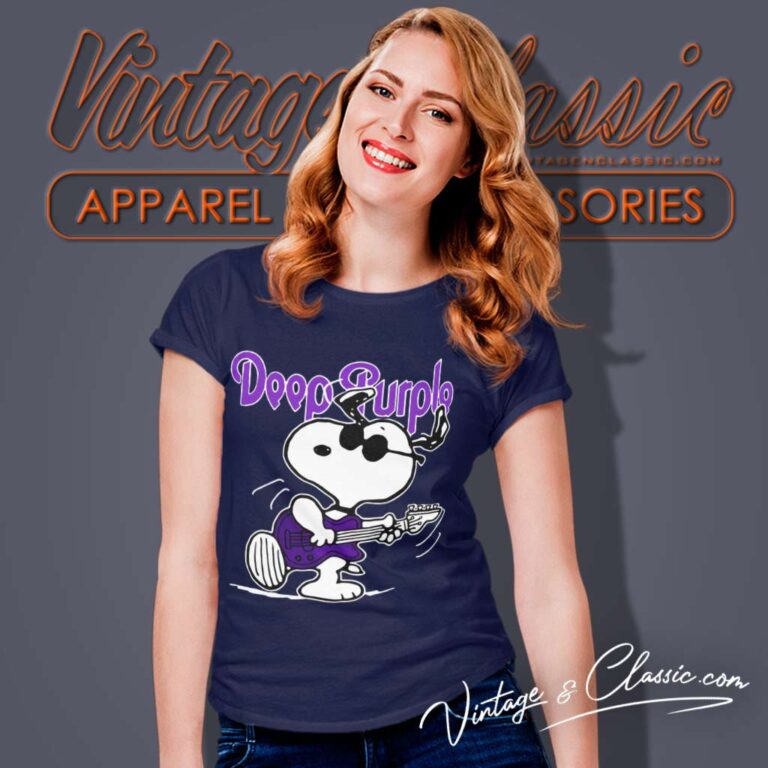 Dark Purple Snoopy Play Guitar Women TShirt 2 Dark Purple Snoopy Play Guitar Women TShirt 2