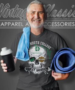 Dartmouth College Harley Davidson Skull V Neck TShirt