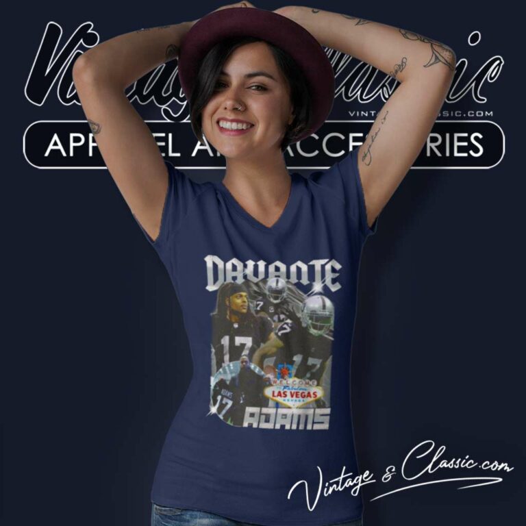 Davante Adams 17 Las Vegas Raiders 90s Bootleg V Neck TShirt Davante Adams 17 Las Vegas Raiders 90s Bootleg V Neck TShirt