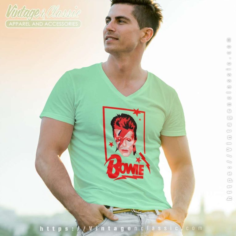 David Bowie Aladdin Frame V Neck TShirt David Bowie Aladdin Frame V Neck TShirt