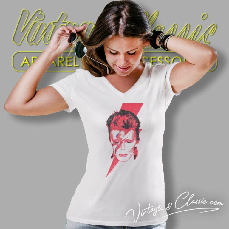 David Bowie Aladdin Sane Album Art V Neck TShirt David Bowie Aladdin Sane Album Art V Neck TShirt