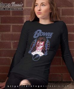 David Bowie Blue Lightning Long Sleeve Tee