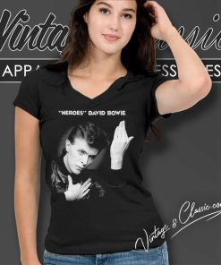David Bowie Heroes V Neck TShirt