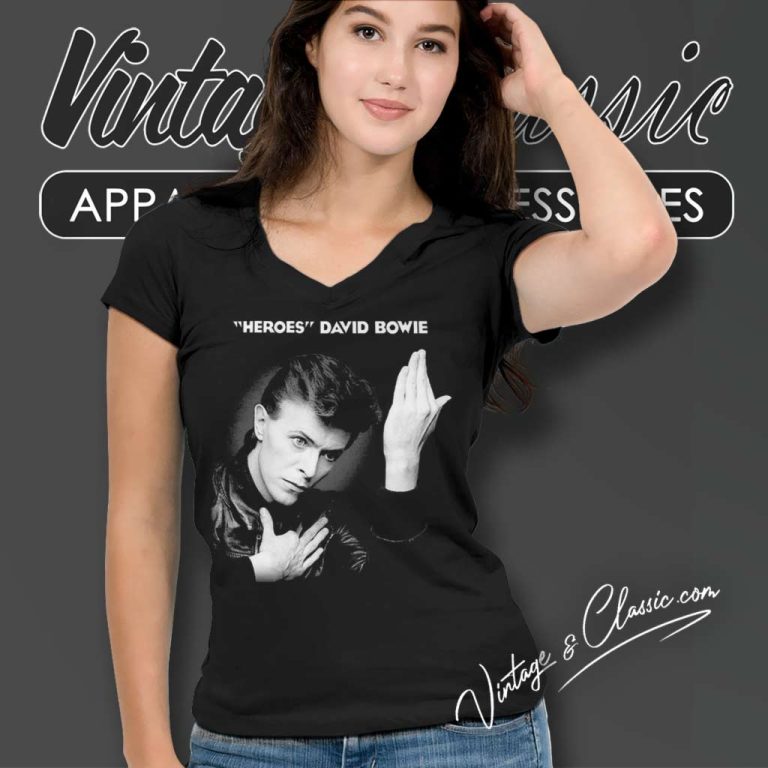David Bowie Heroes V Neck TShirt David Bowie Heroes V Neck TShirt