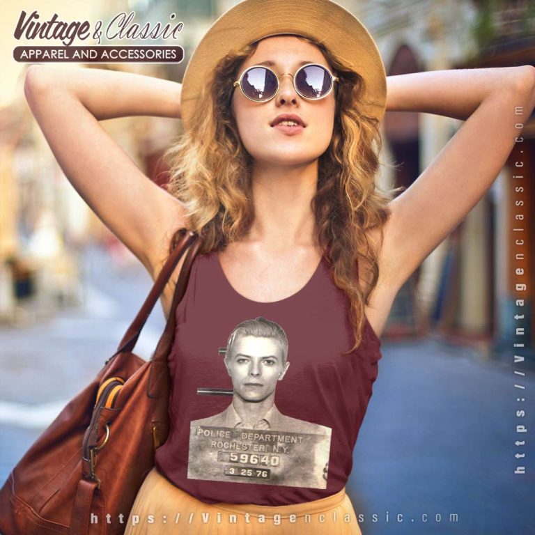 David Bowie Mugshot Tank Top Racerback David Bowie Mugshot Tank Top Racerback