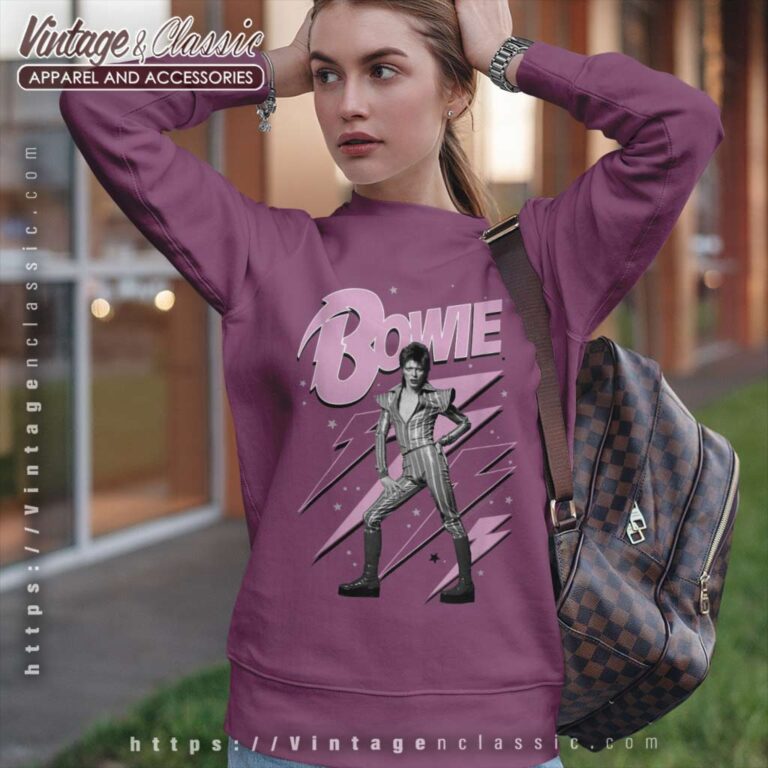 David Bowie Pink Lightning Starman Sweatshirt David Bowie Pink Lightning Starman Sweatshirt