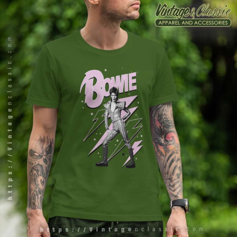David Bowie Pink Lightning Starman T Shirt David Bowie Pink Lightning Starman T Shirt