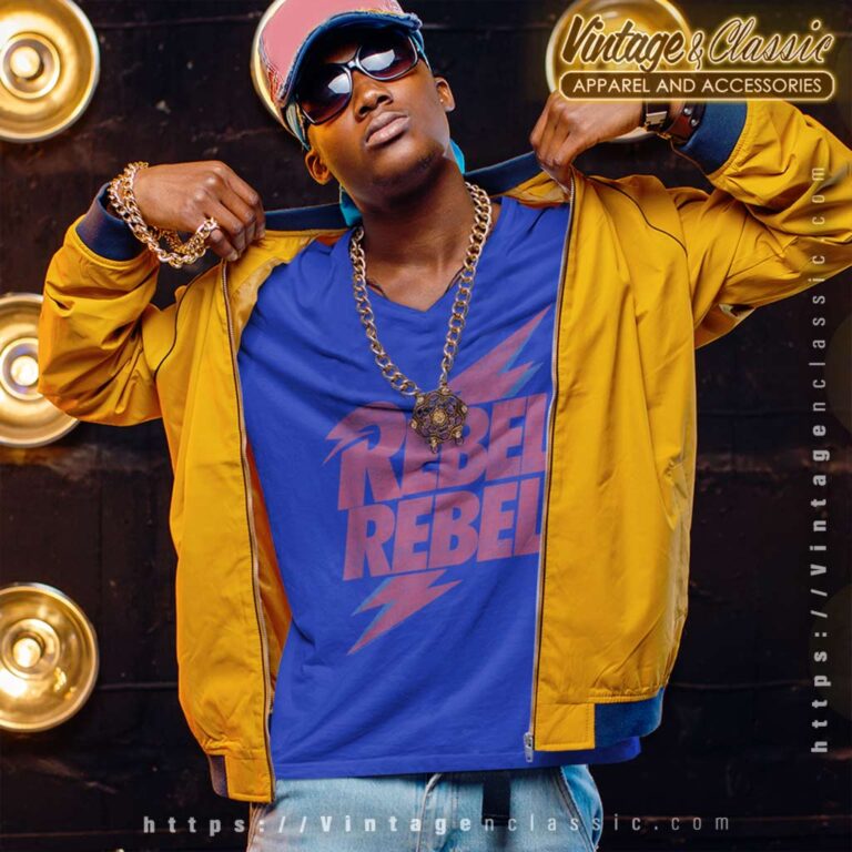 David Bowie Rebel Rebel Lightning Lyric V Neck TShirt David Bowie Rebel Rebel Lightning Lyric V Neck TShirt