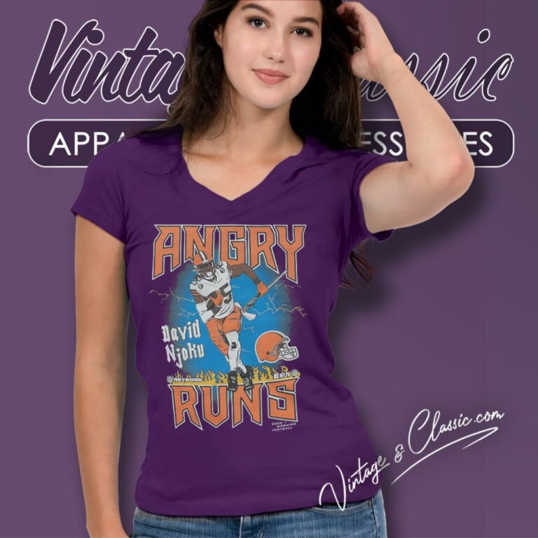 David Njoku Cleveland Browns Angry Runs Player V Neck TShirt David Njoku Cleveland Browns Angry Runs Player V Neck TShirt