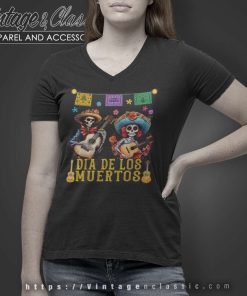 Day Of The Dead Skeleton Dancing Shirt 5 Day Of The Dead Skeleton Dancing V Neck TShirt