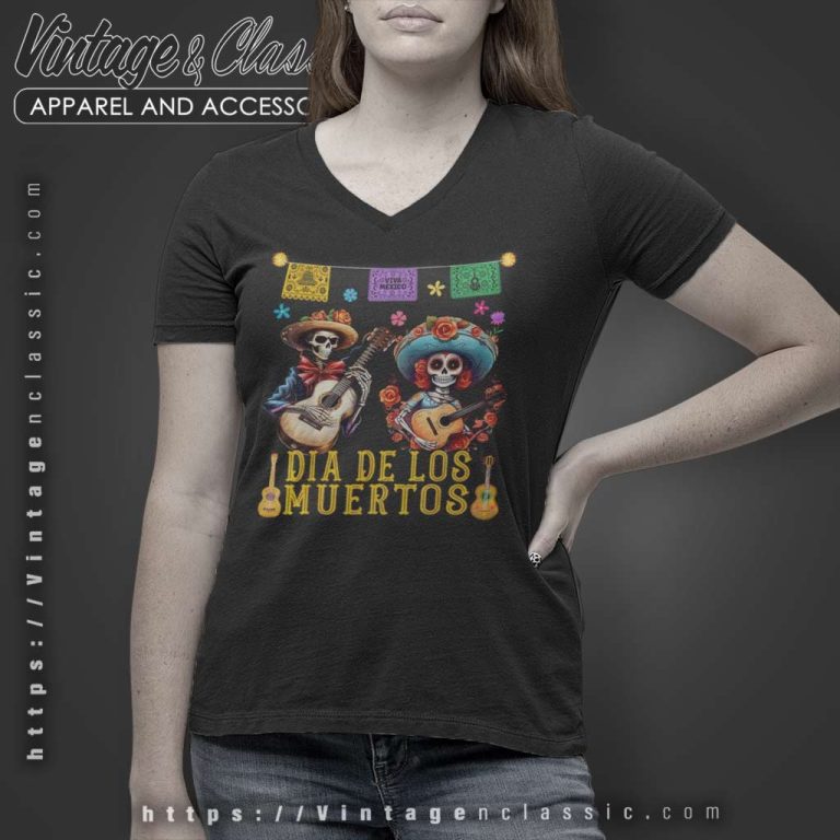 Day Of The Dead Skeleton Dancing V Neck TShirt Day Of The Dead Skeleton Dancing V Neck TShirt