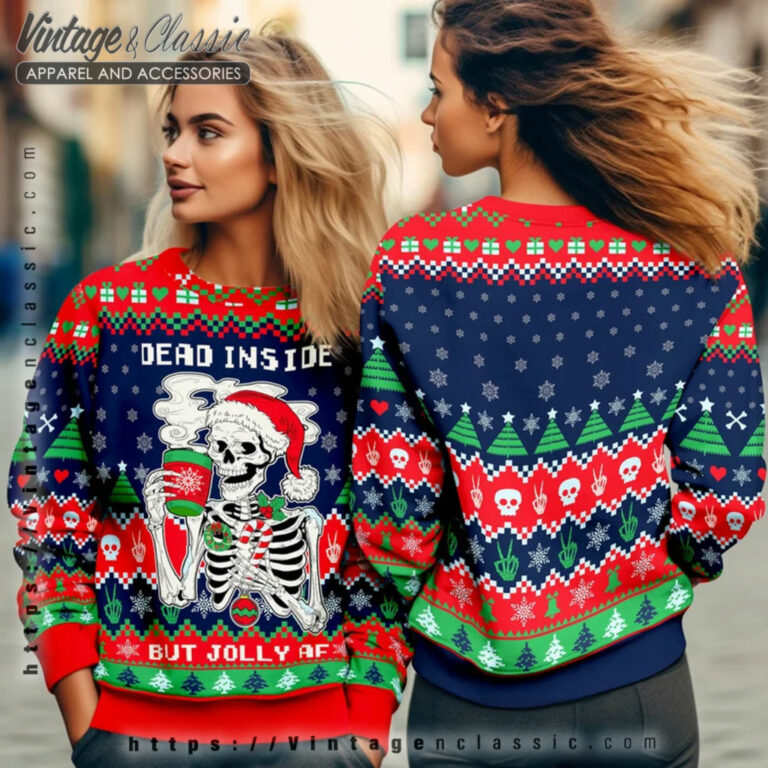 Dead Inside But Jolly Af Ugly Sweater womens Ugly Christmas Sweater Dead Inside But Jolly Af Ugly Sweater womens Ugly Christmas Sweater