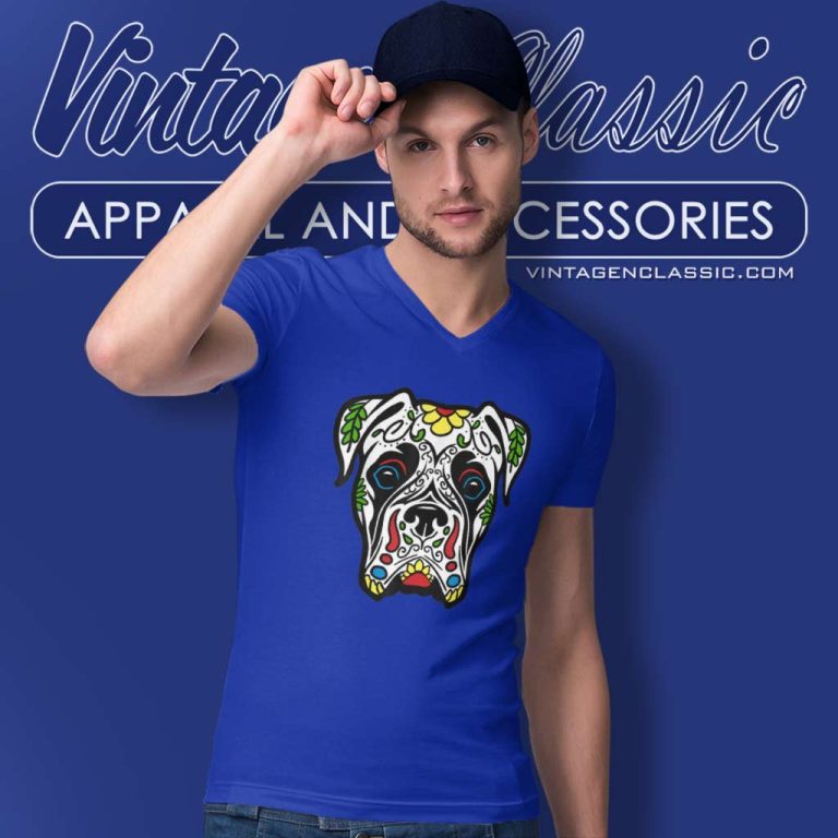 Dead Sugar Skull Dog V Neck TShirt Dead Sugar Skull Dog V Neck TShirt