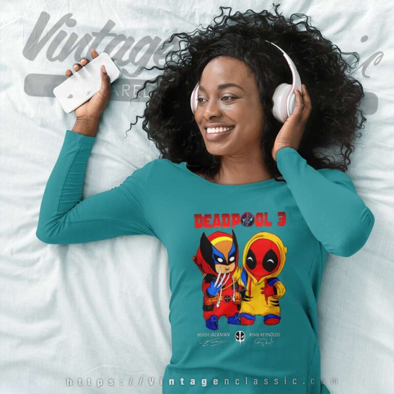 Deadpool 3 Hugh Jackman And Ryan Reynolds Signature Long Sleeve Tee Deadpool 3 Hugh Jackman And Ryan Reynolds Signature Long Sleeve Tee