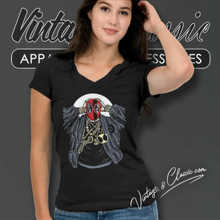 Deadpool Gangsta Custom V Neck TShirt Deadpool Gangsta Custom V Neck TShirt
